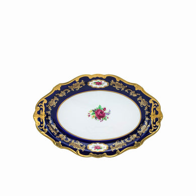 Royalty Porcelain Oval Cobalt Blue Fruit Serving Platter, 24K Gold (10R)