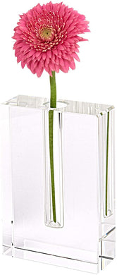 (D) Handcrafted 'Rita' Decorative Crystal Glass Centerpiece Flower Vase (8''x4'')