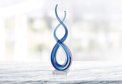 (D) Handcrafted Murano Art Glass Deep Blue Sea Spectrum Figurine 18" on Base