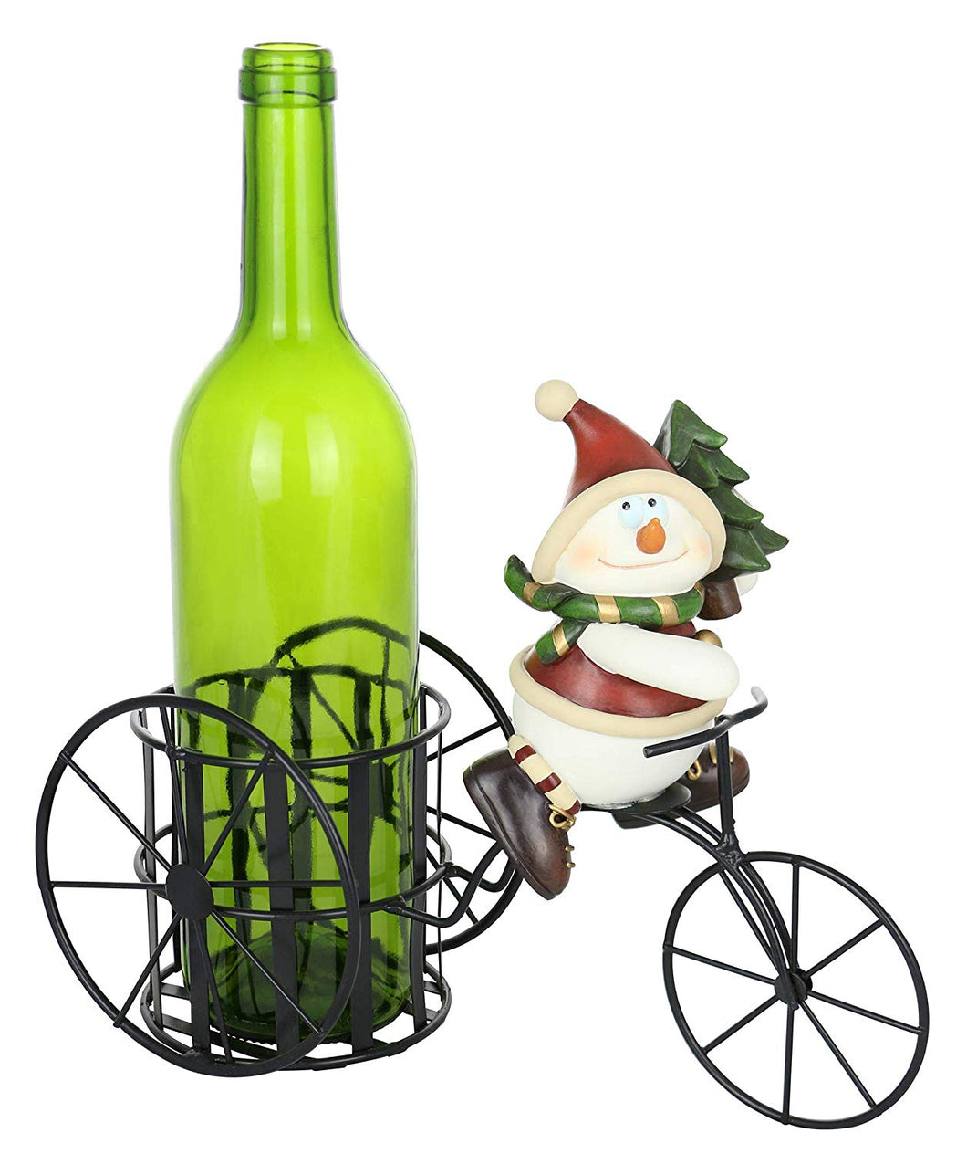 (D) Wine Bottle Holder, Snowman on Tricycle for Dining Table & Bar Counter Top