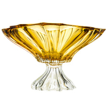 Bohemia Collection Footed Fruit Bowl 'Aurum' Serving Platter 14 Inch (Yellow)