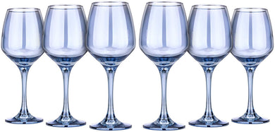 Wine Stemmed Glasses 'Black Sea' 11.75 Oz, Crystal Glassware Set of 6