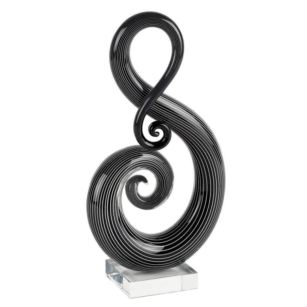 (D) Handcrafted Murano Art Glass Black & White Note Figurine 12