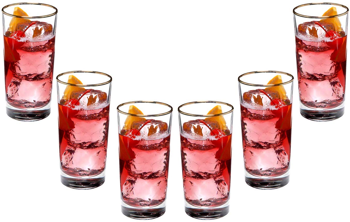 Prestige Hiball Stemless Juice Glasses 10 Oz, Crystal Clear Glassware Set of (6)