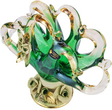 Premium Italian Collection Murano Glass Napkin Holder 24K Gold (Green)