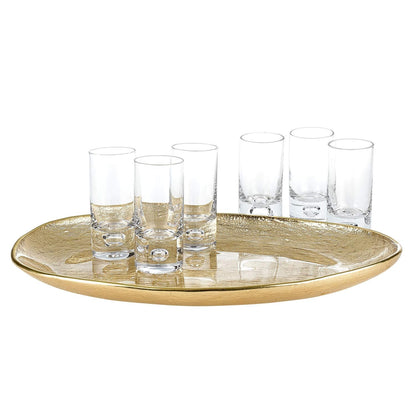 (D) Handcrafted 'Galaxy' Lead Free Crystal 6-pc Shot Glasses Set 2.5 Oz