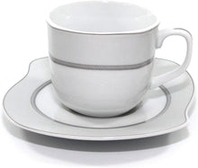 Royalty Porcelain "Giovanni" 20-Piece Square White & Silver Dinnerware Set, 24K Gold-Plated Fine Porcelain, Service for 4