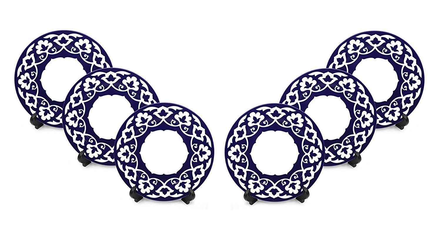 Royalty Porcelain 6-pc Russian Fine Blue Floral Set of Plates for 6 (Salad)