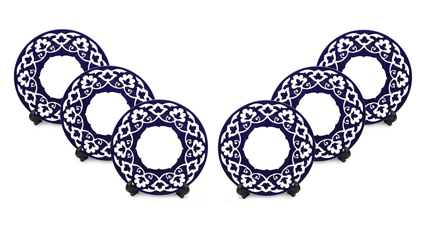 Royalty Porcelain 6-pc Russian Fine Blue Floral Set of Plates for 6 (Salad)