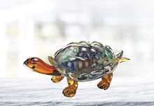 (D) Handcrafted Murano Art Glass Turtle Figurine 12" L, Amphibian Sculpture
