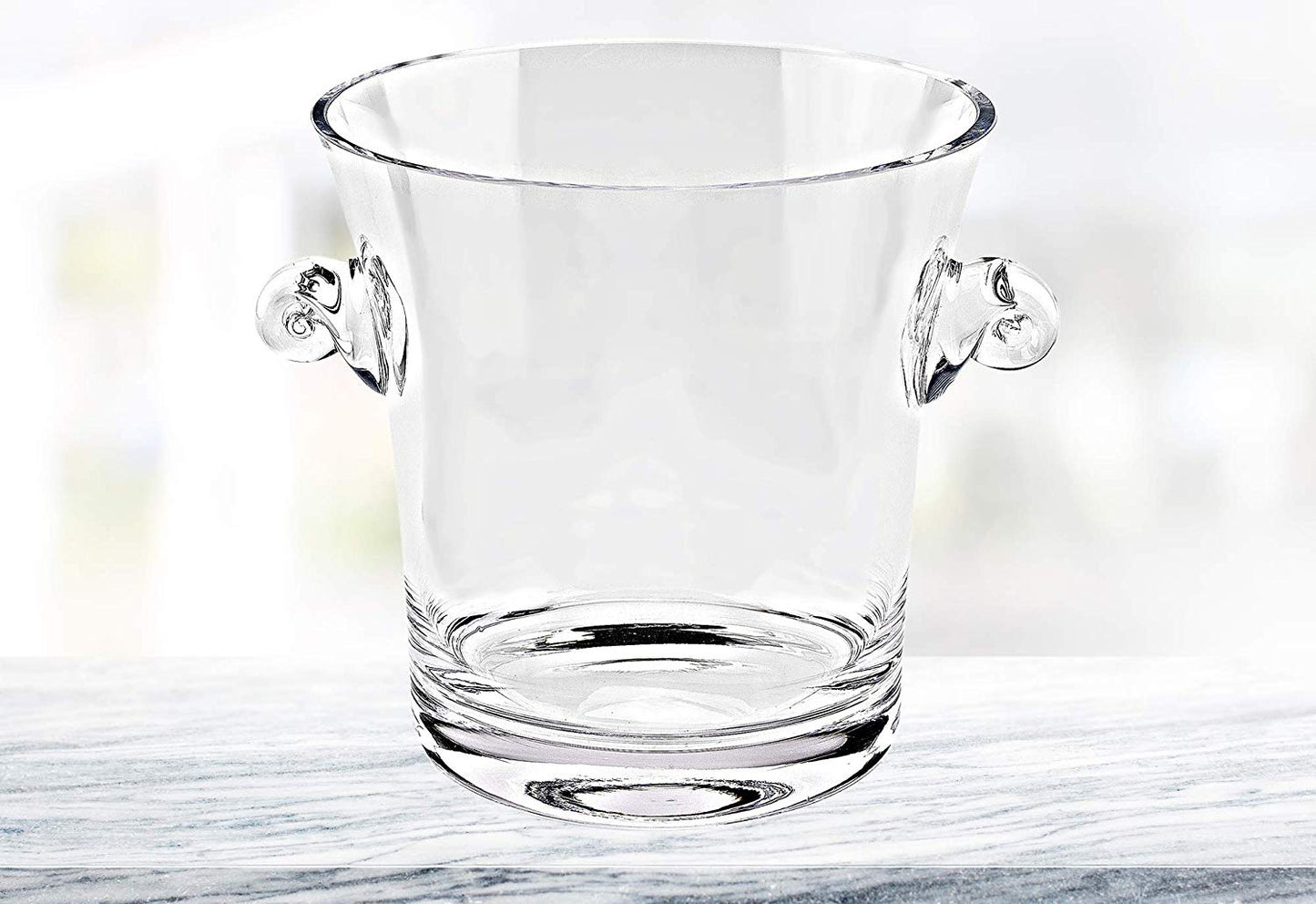 (D) Handcrafted 'Manhattan' Lead Free Crystal Ice Bucket with Ringed Handles