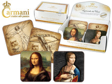 Carmani Painters 9pc Set of Cork Drink Coasters, Da Vinci (Vitruvian man)