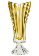 Bohemia Collection Footed Crystal Flower Centerpiece Vase 16 Inch (Yellow)
