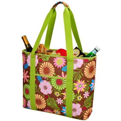 (D) Extra Large Insulated Cooler Tote, Picnic Backpack (Floral)