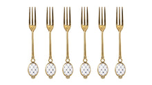 Royal Flatware Set of 12-pc Demi Dessert Flatware Forks and Spoons, 24K Gold (Gold Cobalt Net)