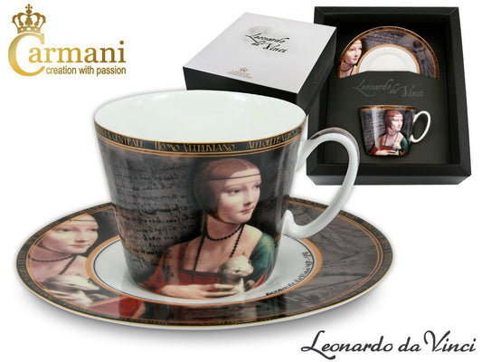 Carmani Painters Tea or Coffe Cup, Leonardo Da Vinci Porcelain Collection (Lady)