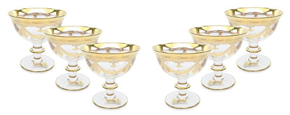 Interglass Italy Clear Crystal Compote Serving Bowl on a Stem, Vintage Design Set of 2, 6 or 12