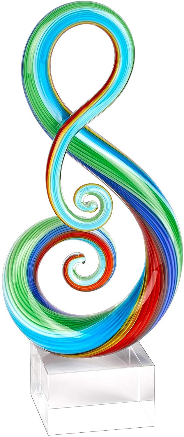 (D) Handcrafted Murano Art Glass Rainbow Note Centerpiece Figurine 11