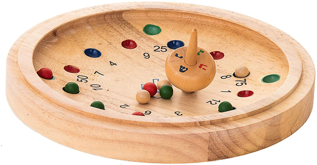 (D) Judaica Wooden Dreidel Roulette Game for Adults, Kids, Boys and Girls 9''