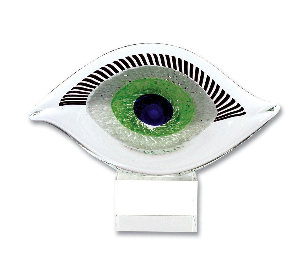 (D) Handcrafted Murano Art Glass Visionary Eye Figurine 7.5