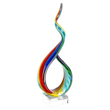 (D) Handcrafted Murano Art Glass Rainbow Ribbon Spectrum Figurine 18" on Base