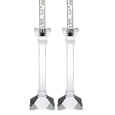 (D) Crystal Centerpiece Charleston Clear Pair Candlestiks 10