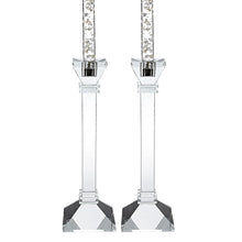(D) Crystal Centerpiece Saturn Pair Candleholder 2.75" H