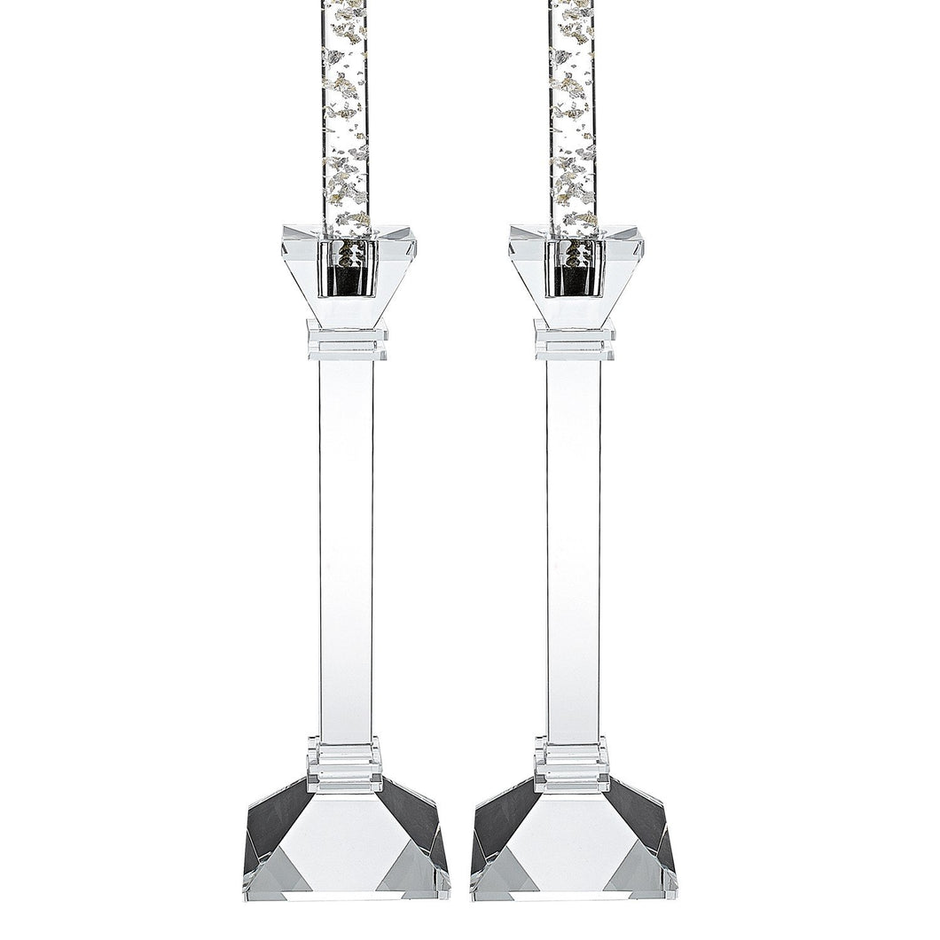 (D) Crystal Centerpiece Saturn Pair Candleholder 2.75