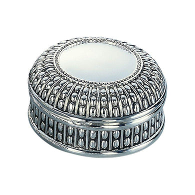 (D) Antique Style Stainless Steel Jewelry Box Beaded Silver Storage Box 4.5 Inch