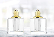 (D) Handcrafted 'Vitality Gold' Crystal Glass 2-pc Salt & Pepper Shakers Set