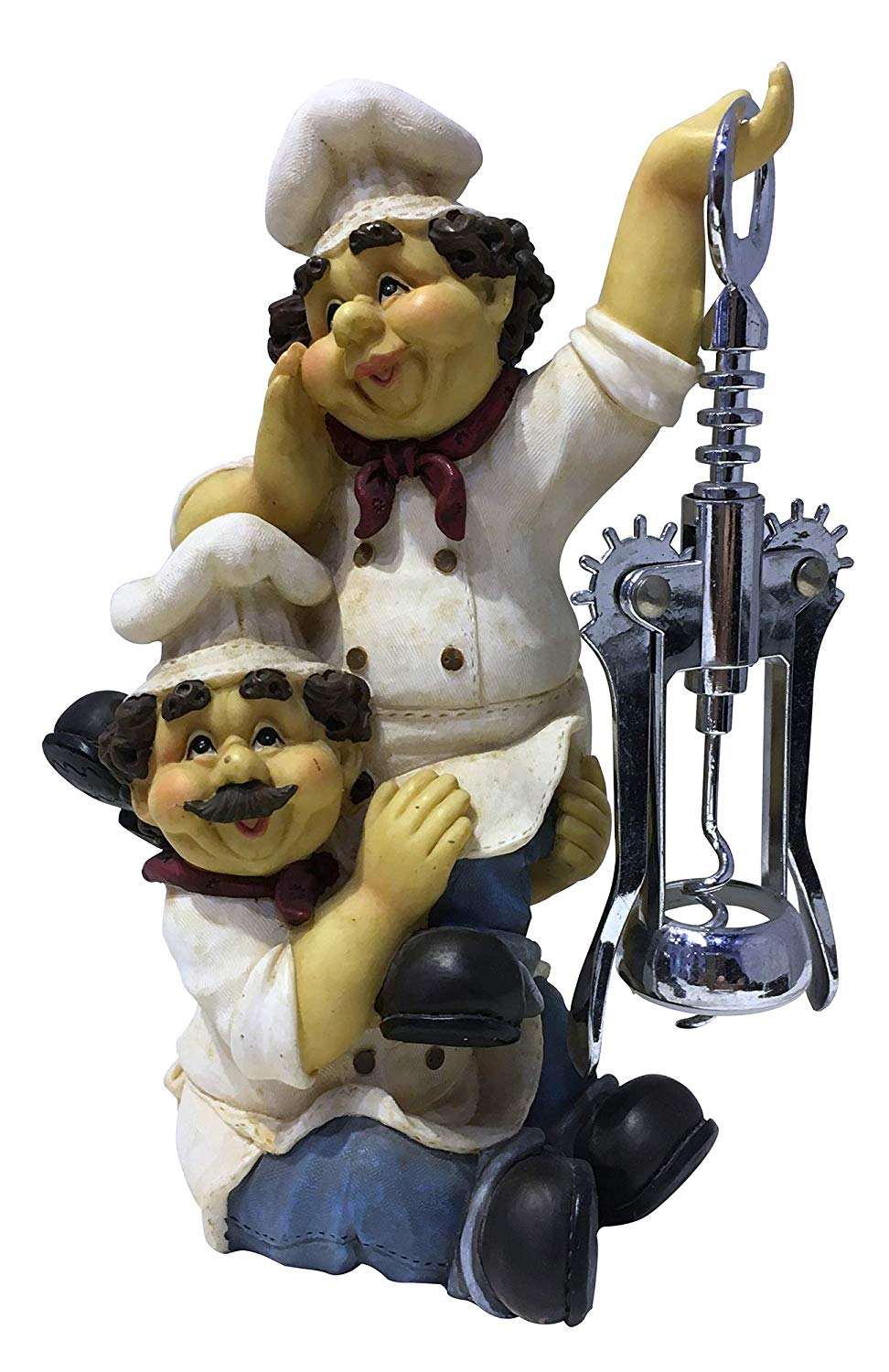 (D) Funny Cork Opener Fat Chefs Figurine 8 Inches, Decorative Wine Opener