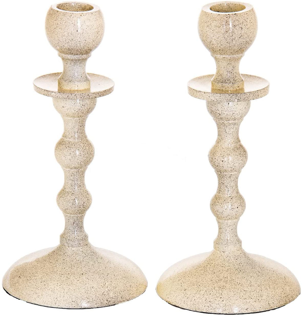 (D) Judaica Ivory Candle Stick Minimalistic Style Jewish Candlestick Holders 2pc