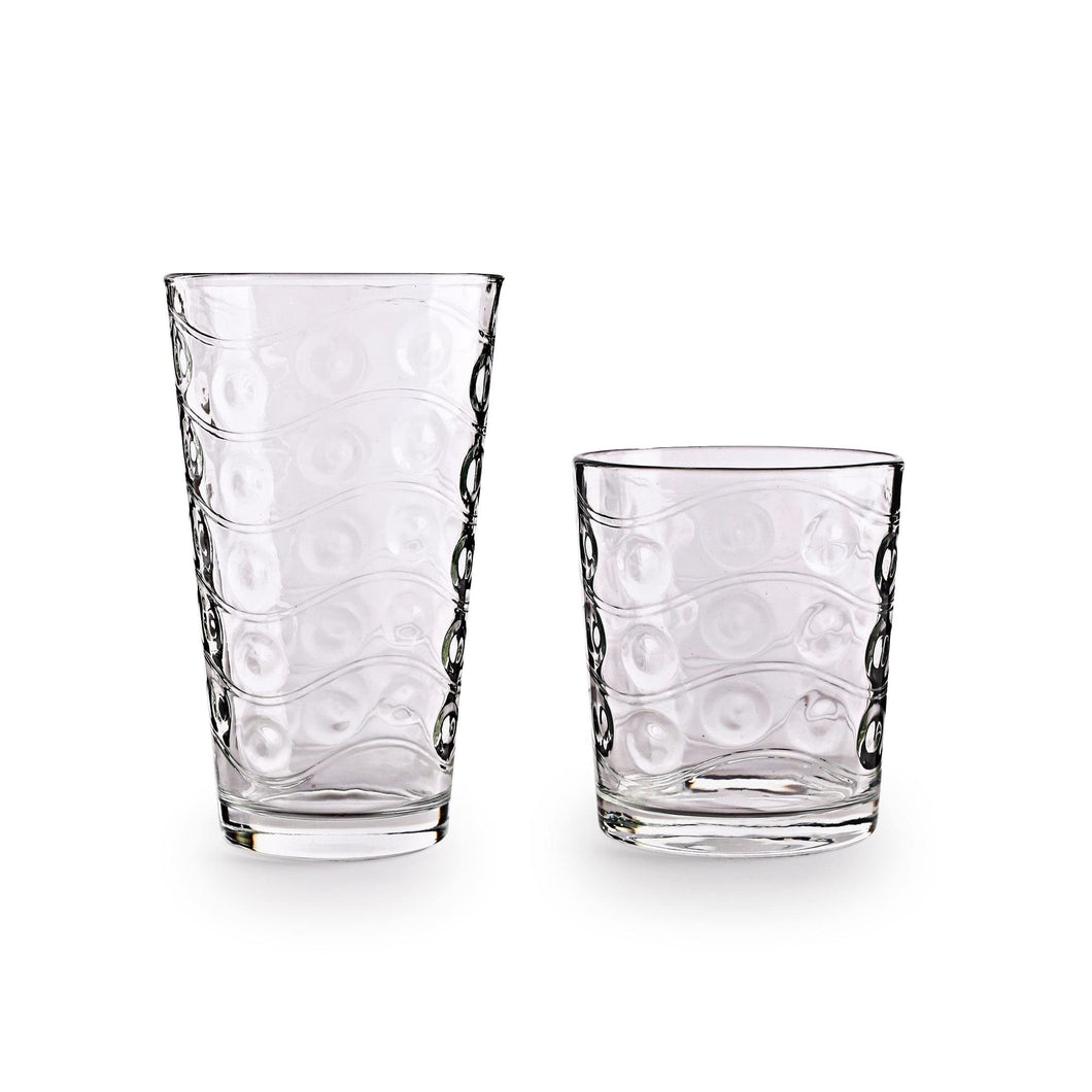(D) Highball Tumbler Drinking Glasses Set of 16 Tall and Short for Water, Juice