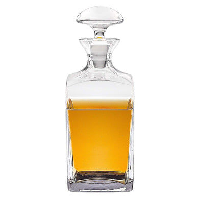 Denizli Spirits Old-Fashioned Square Handmade Decanter, 33 Oz Whiskey Bottle