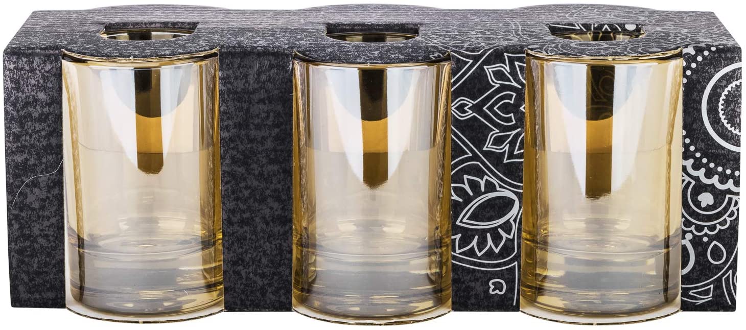 Shot Glasses 'Honey' Set of 6, Vodka Glasses Modern Gold Glassware Set 1.5 Oz