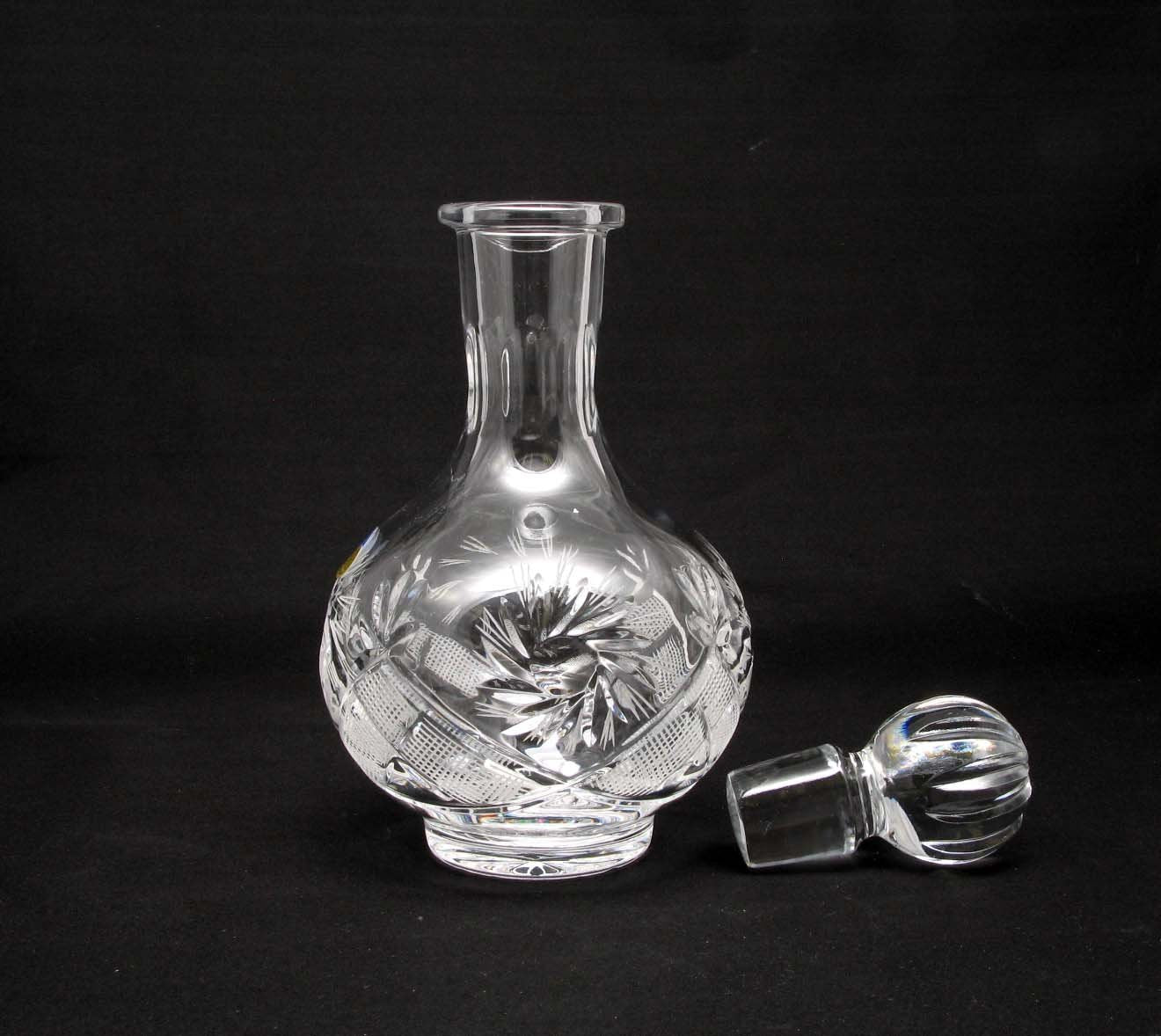 Russian Cut Crystal Vodka Decanter Carafe, 12 oz, Vintage USSR