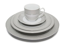 Royalty Porcelain 20-Piece White & Silver Dinnerware Set, Fine Porcelain