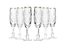 Set of 6 Champagne Flute 6oz Vintage Russian Crystal Glasses