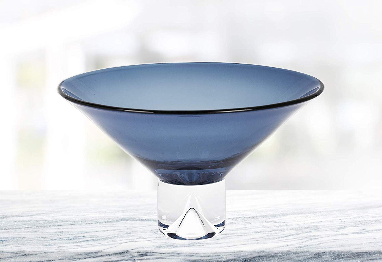 (D) Handcrafted 'Monaco Midnight Blue' Crystal Centerpiece Serving Bowl 12"D