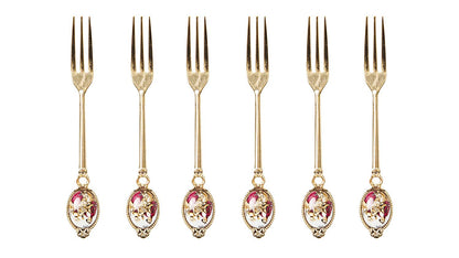 Royal Flatware Set of 12pc Demi Dessert Flatware Forks and Spoons (Gold Antique)