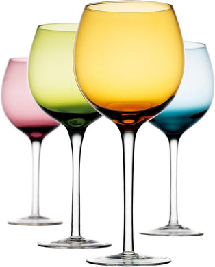 Home Essentials Tuscana Asst Color 16oz Wine Glass S/4 [HE/Wht Box]