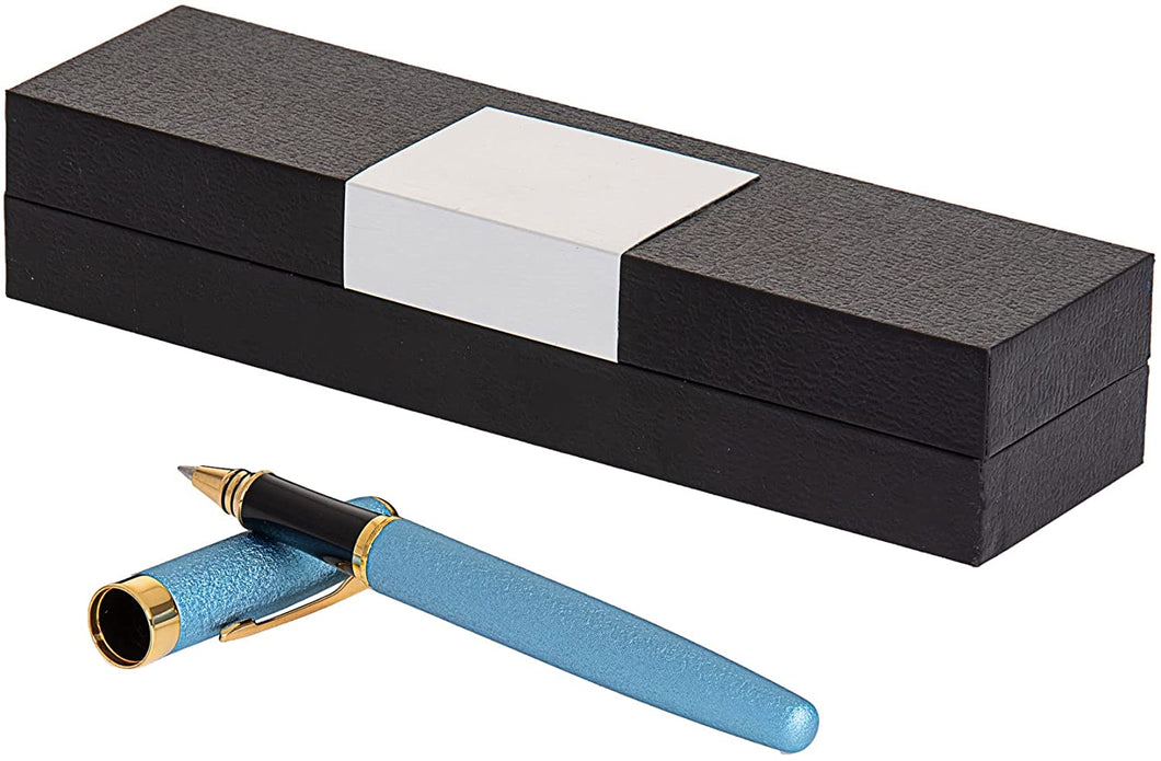 (D) Judaica Pen in Box, Modern Black Case For Present 5 3/8'' (Blue)