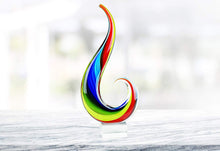 (D) Handcrafted Murano Art Glass Rainbow Note Figure 16", Centerpiece Sculpture