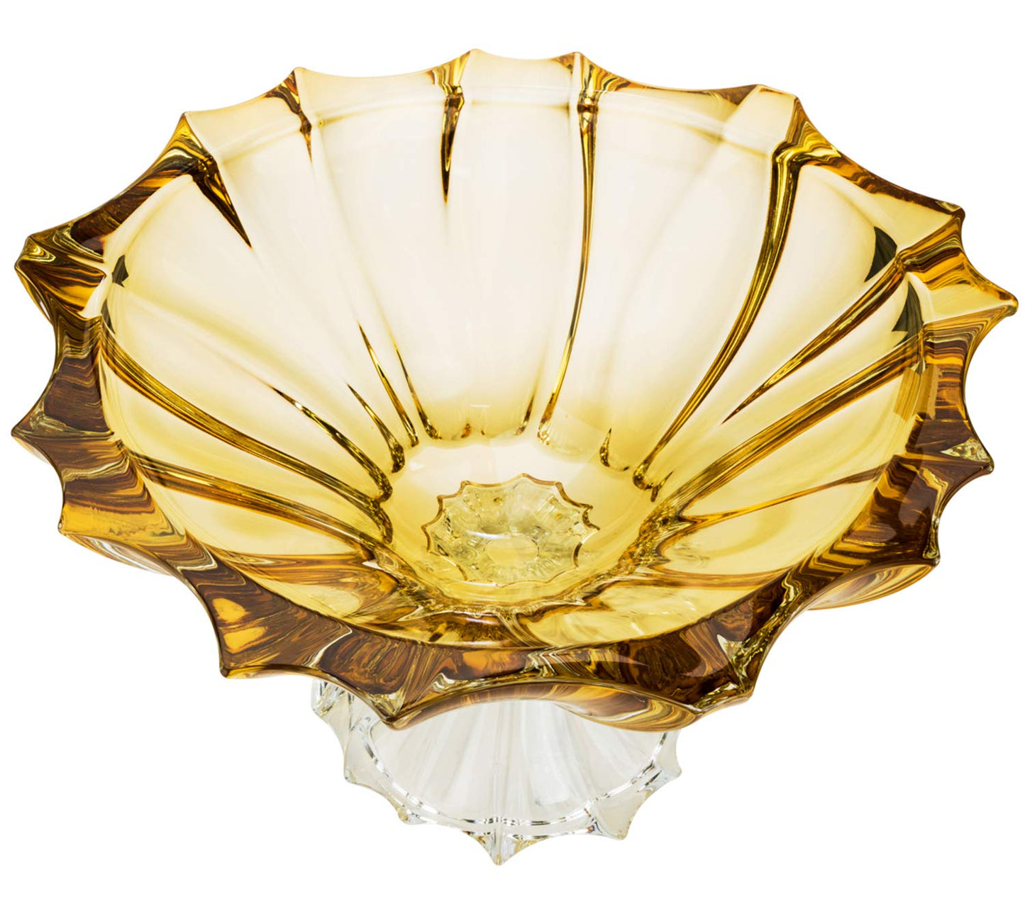 Bohemia Collection Footed Fruit Bowl 'Aurum' Serving Platter 14 Inch (Yellow)