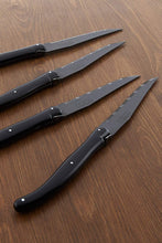 (D) Laguiole French Hand Made New Age 4 PC Steak Knife Set 2 PACK (Black)