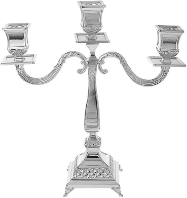 (D) Judaica Candelabra Silver Plated 3 Branches Candlesticks Holder 14''