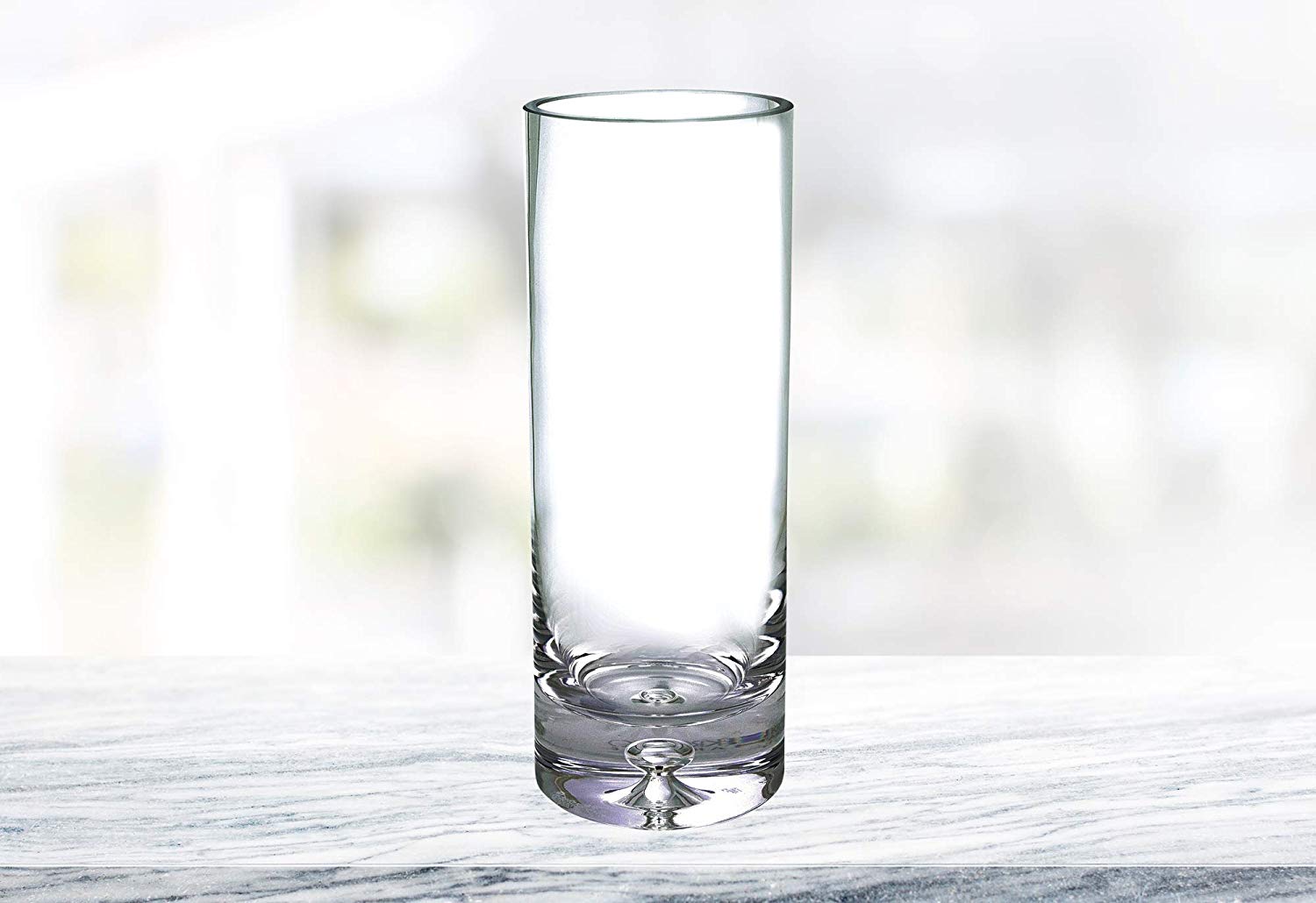 (D) Handcrafted 'Galaxy' Crystal Glass Decorative Cylinder Flower Vase 10.5" H