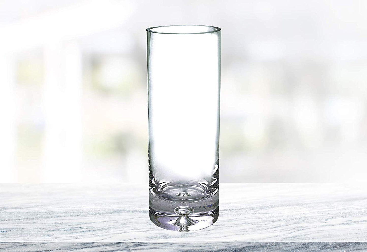 (D) Handcrafted 'Galaxy' Crystal Glass Decorative Cylinder Flower Vase 10.5" H