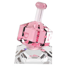 (D) Handcrafted Crystal Light Pink Dreidel Centerpiece Figurine on Stand 3"H