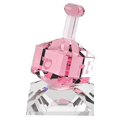 (D) Handcrafted Crystal Light Pink Dreidel Centerpiece Figurine on Stand 3